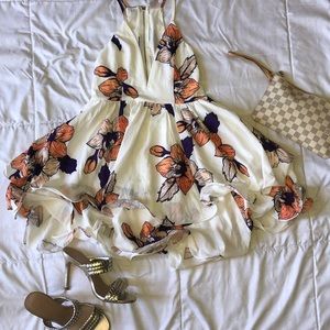A line floral flounce dress